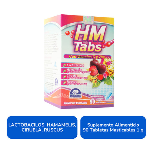 Hm Tabs Lactobacilos / Ruscus / Hamamelis 16 Gr. Caja con 90 Tabletas Natutech
