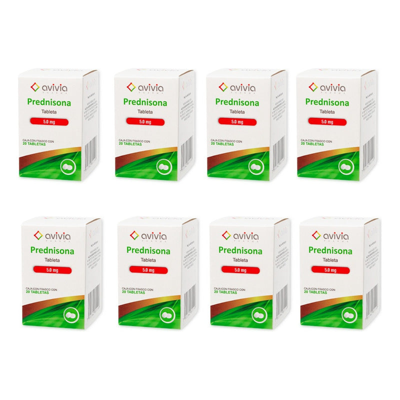 Prednisona 5 Mg 8 Frascos Con 20 Tabletas C/u Avivia