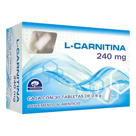 L-carnitina 240 Mg 30 Tabletas De 0.6 G C/u Natutech Sin Sabor
