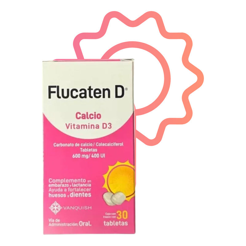 Flucaten D Calcio, Vitamina D3 30 Tabletas Vanquish Sin Sabor
