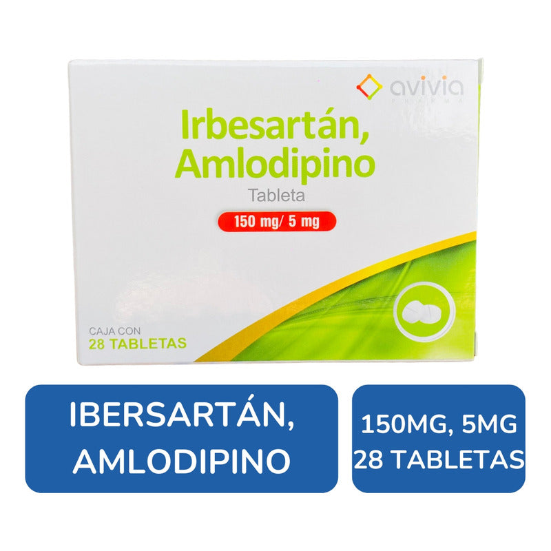 Irbesartán/amlodipino 150 Mg/5 Mg 28 Comprimidos Avivia