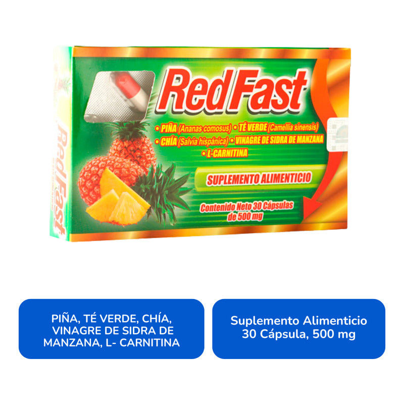 Redfast Caja Con 30 Cápsulas De 500 Mg Natutech Sin Sabor