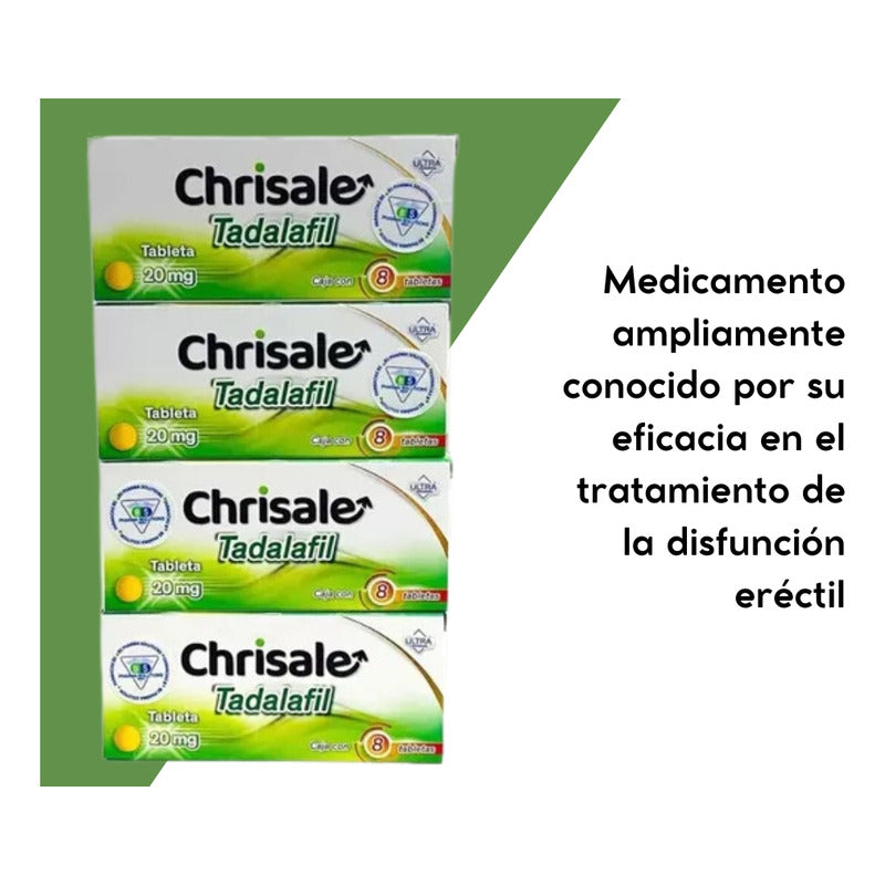 Tadalafil 20 Mg Chrisale 4 Cajas Con 8 Tabletas C/u.