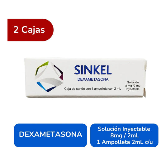 Sinkel Dexametasona 8mg 2 Cajas Con 1 Amp. 2ml C/u Dankel