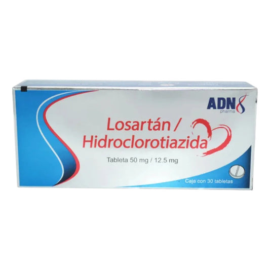 Losartán / Hidroclorotiazida 50 Mg / 12.5 Mg 30 Tabletas Adn