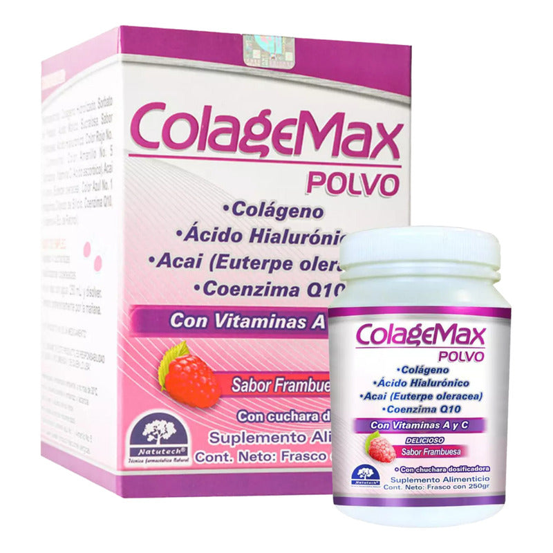 Colagemax Colágeno En Polvo Sabor Frambuesa 250 G Natutech Frambuesa
