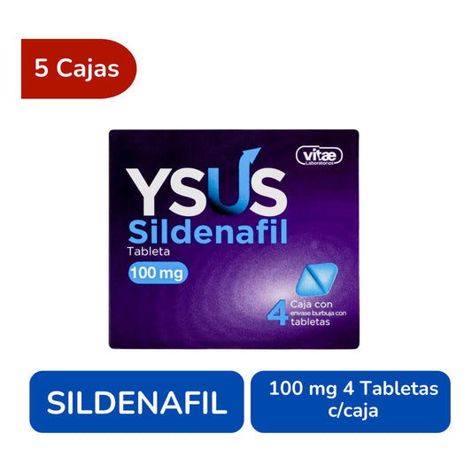 Ysus Sildenafil 100 Mg 5 Cajas Con 4 Tabletas C/u Gelpharma