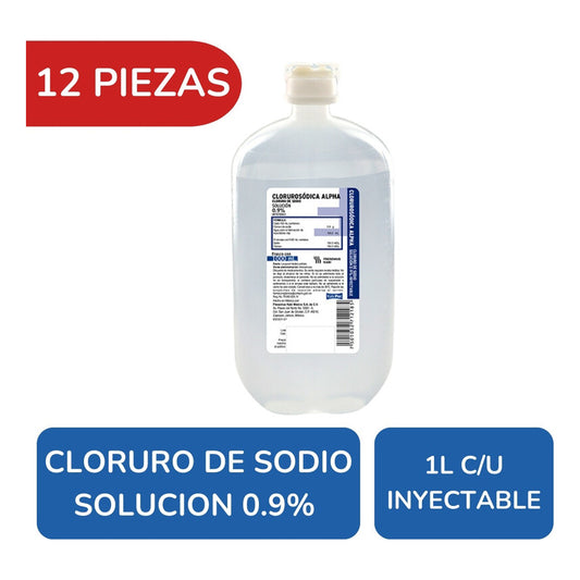 Cloruro De Sodio 12pzs. Solucion 0.9% Inyectable De 1l C/u