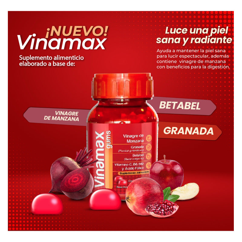 Vinamax Gums Frasco Con 110 Gomitas 242 G. Natutech Sin Sabor