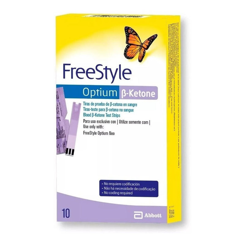 Abbott Freestyle Tiras Para Medición De Cetonas Caja Con 10 Amarillo