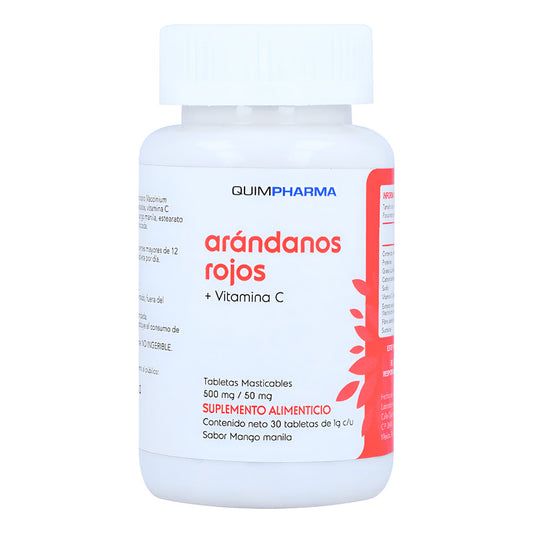 Quimpharma Arándanos Rojos + Vitamina C 30 Tabletas Mango Manila
