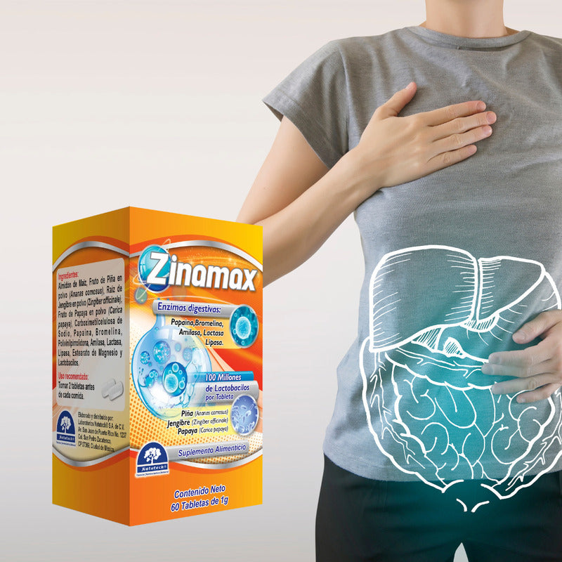 Zinamax Frasco Con 60 Tabletas Natutech Sin Sabor