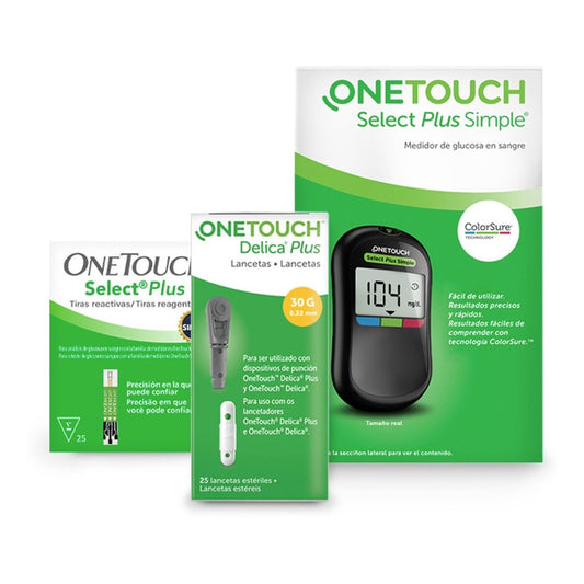 Glucómetro Onetouch Select Plus Simple 25 Tiras 25 Lancetas Negro