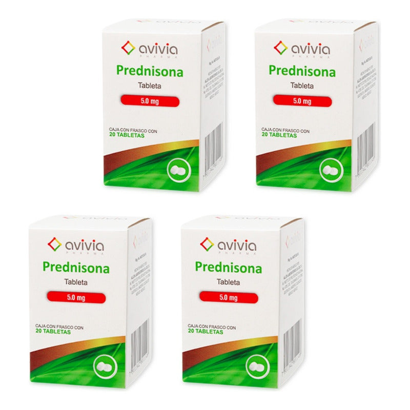 Prednisona 5 Mg 4 Frascos Con 20 Tabletas C/u Avivia