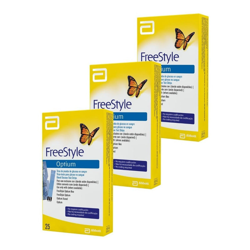 Freestyle Optium Tira Reactiva Paquete De 75 Tiras Abbott Azul