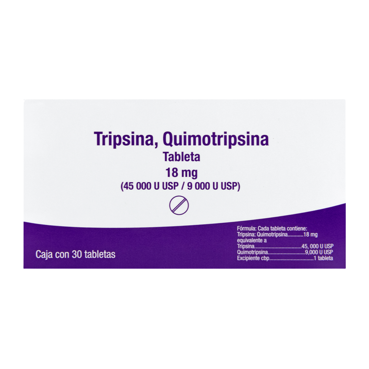 Tripsina Quimotripsina 18 Mg Caja Con 30 Tabletas