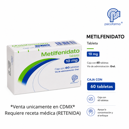 Metilfenidato 10mg con 60 Tabletas