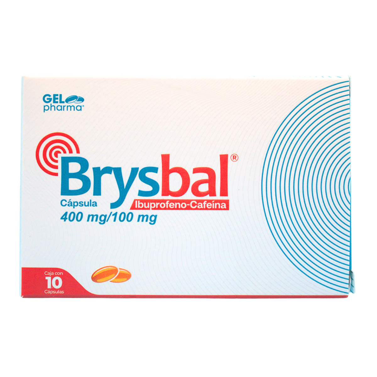 Gelpharma Brysbal Ibuprofeno / Cafeína 400 mg / 100 mg Caja con 10 Cápsulas