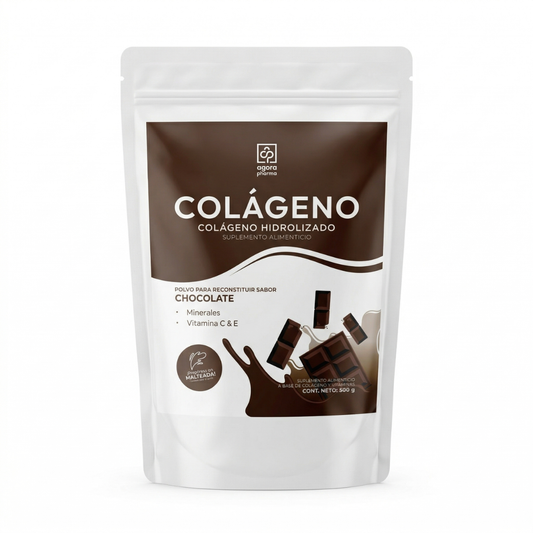Colágeno Hidrolizado En Polvo Sabor Chocolate Bolsa Con 500 Gr. 20 Servs