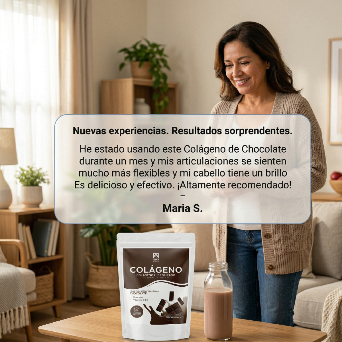 Colágeno Hidrolizado En Polvo Sabor Chocolate Bolsa Con 500 Gr. 20 Servs