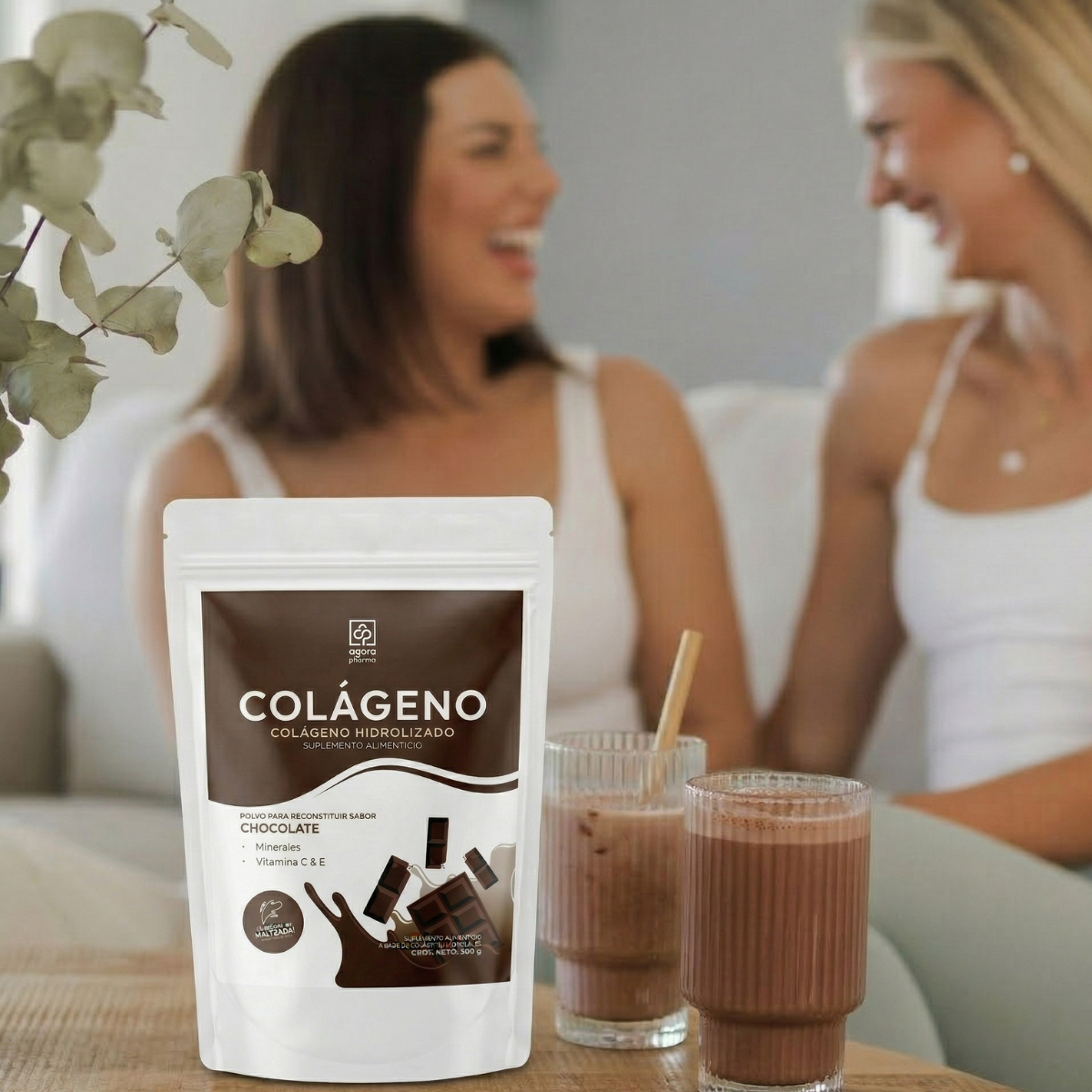 Colágeno Hidrolizado En Polvo Sabor Chocolate Bolsa Con 500 Gr. 20 Servs