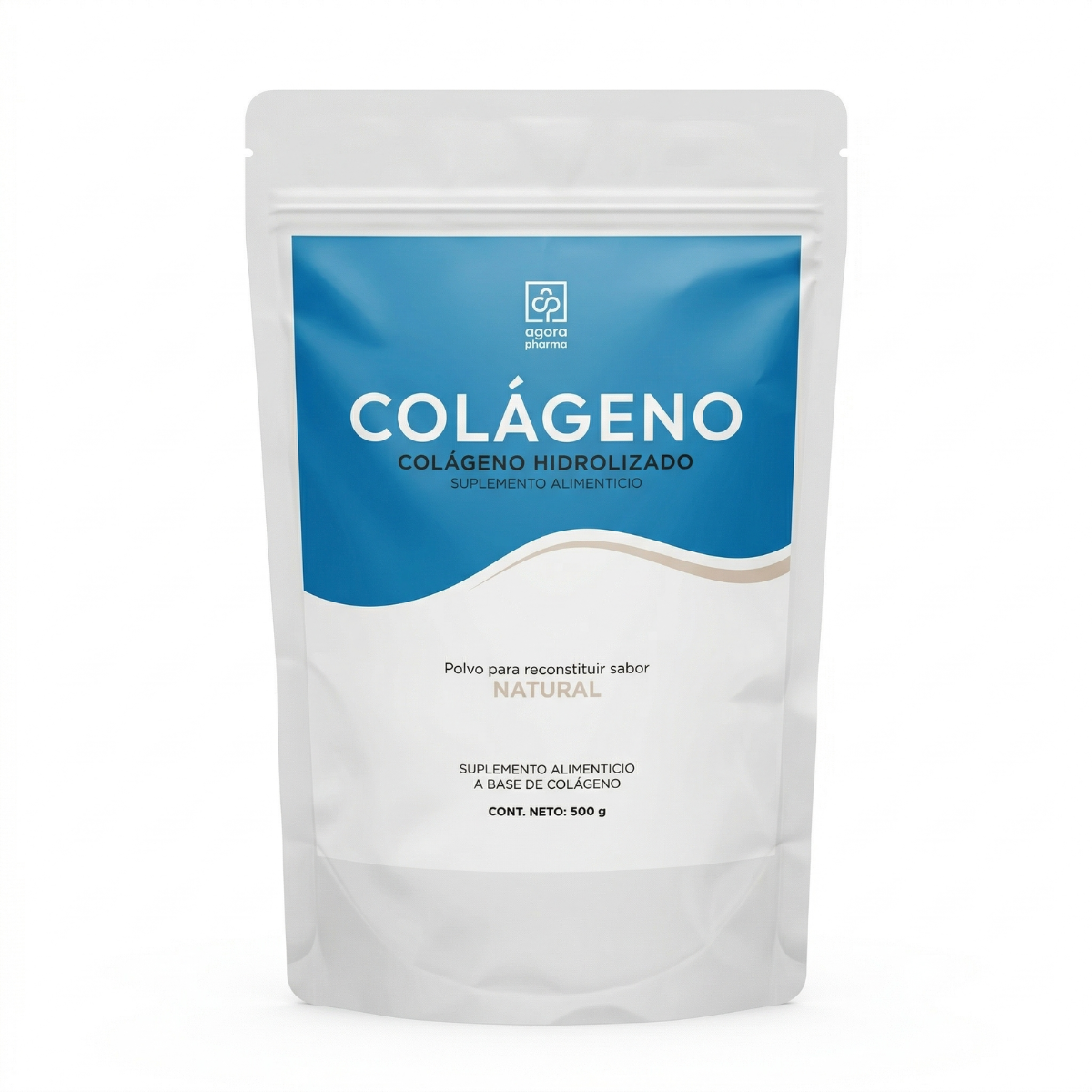 Colágeno Hidrolizado En Polvo Sabor Natural Bolsa Con 500 Gr. 50 Servs