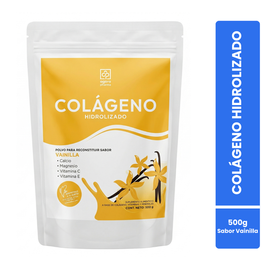 Colágeno Hidrolizado En Polvo Sabor Vainilla Bolsa Con 500 Gr. 25 Servs