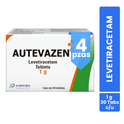Autevazen Levetiracetam 4 Cjs Con 30 Tabs 1g C/u Aurovida