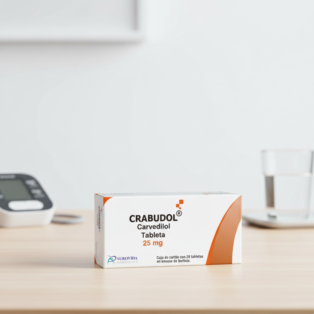 Crabudol Carvedilol 25 mg Caja con 28 Tabletas Aurovida