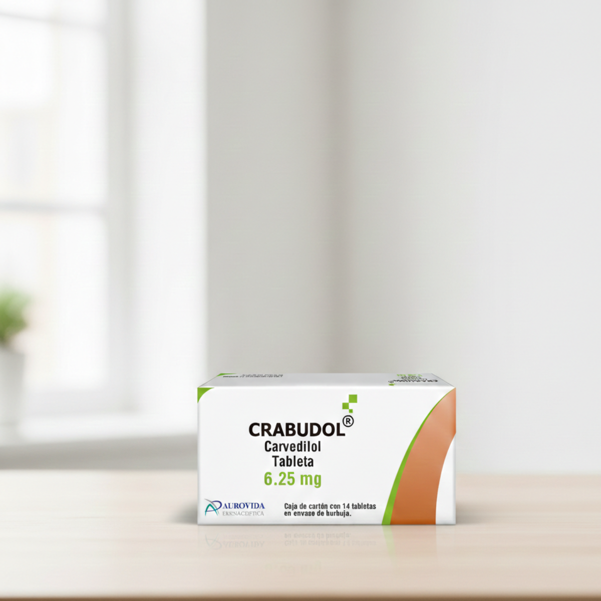Crabudol Carvedilol 6.25 mg Caja con 14 Tabletas Aurovida