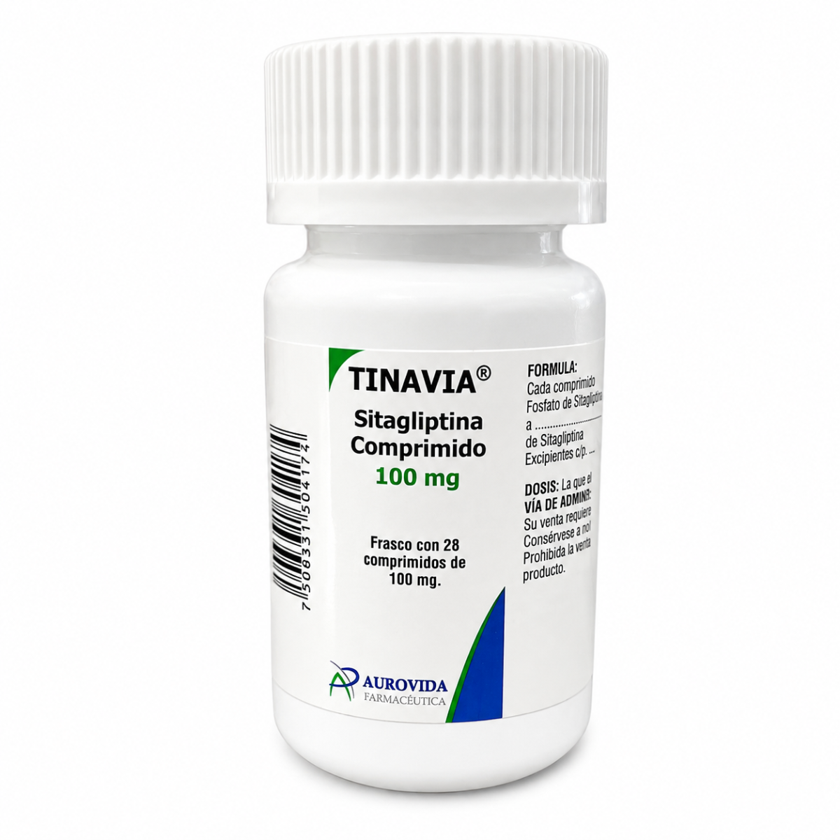 Tinavia Sitagliptina 100 Mg Frasco con 28 Comprimidos Aurovida