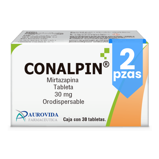 Conalpin Mirtazapina 30 Mg 2 Cajas Con 30 Tabletas Orodispersables C/u Aurovida