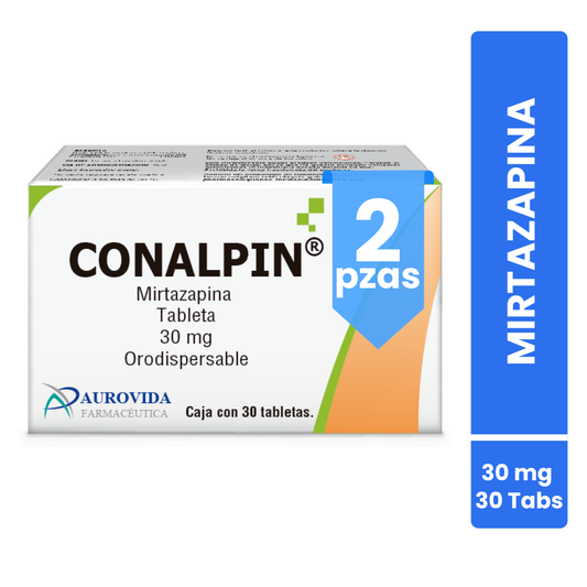 Conalpin Mirtazapina 30 Mg 2 Cajas Con 30 Tabletas Orodispersables C/u Aurovida