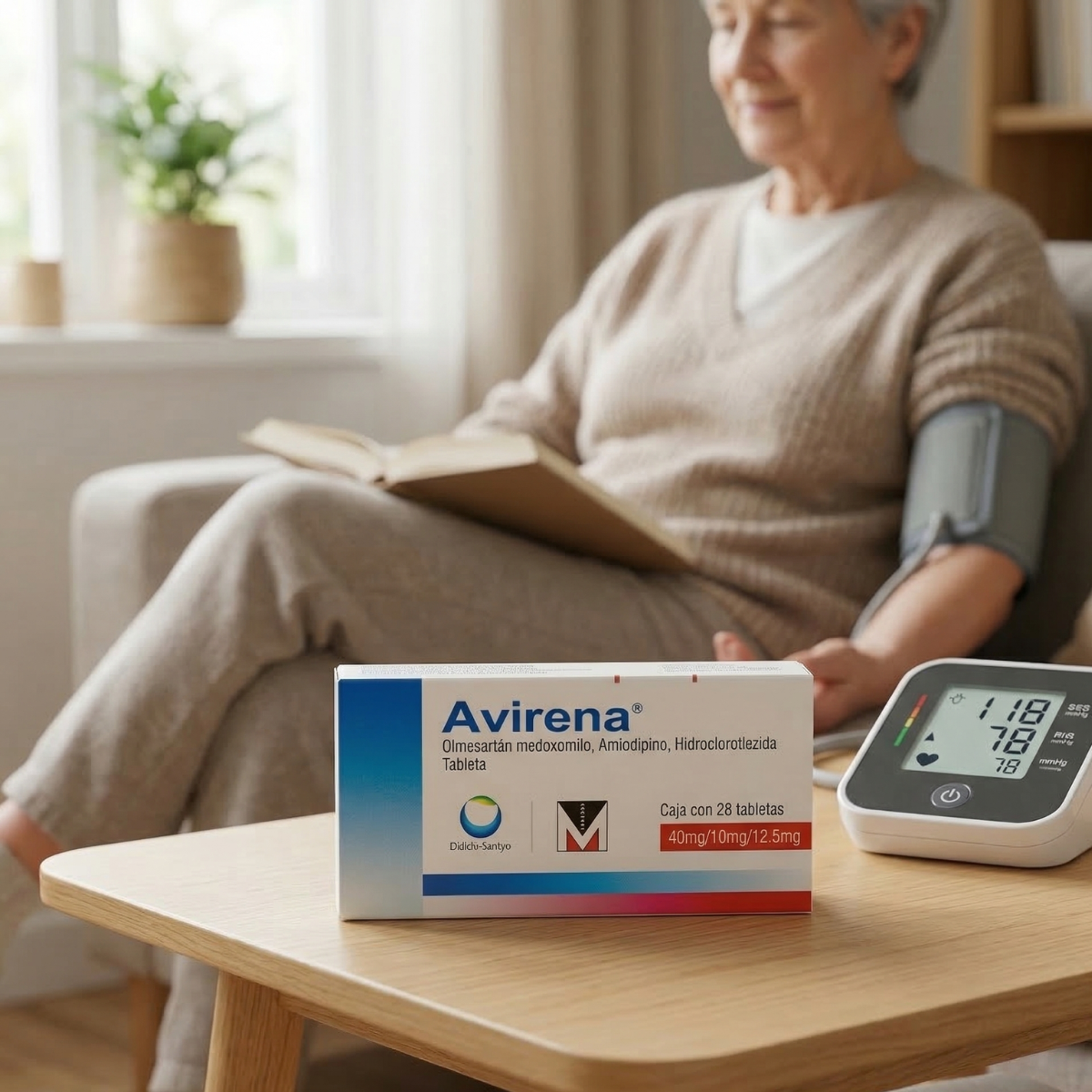 Avirena Olmesartán Medoxomilo, Amlodipino, Hidroclorotiazida 40 mg, 10 mg, 12.5 mg Caja con 28 Tabletas