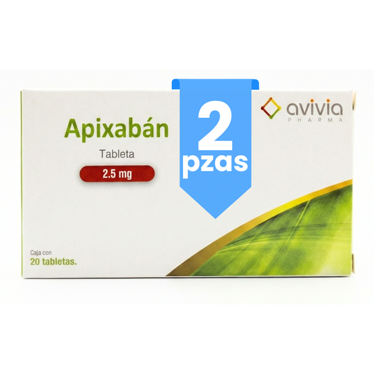 Apixabán 2.5 Mg 2 Cajas con 20 Tabletas C/u Genérico de Elicuis Avivia