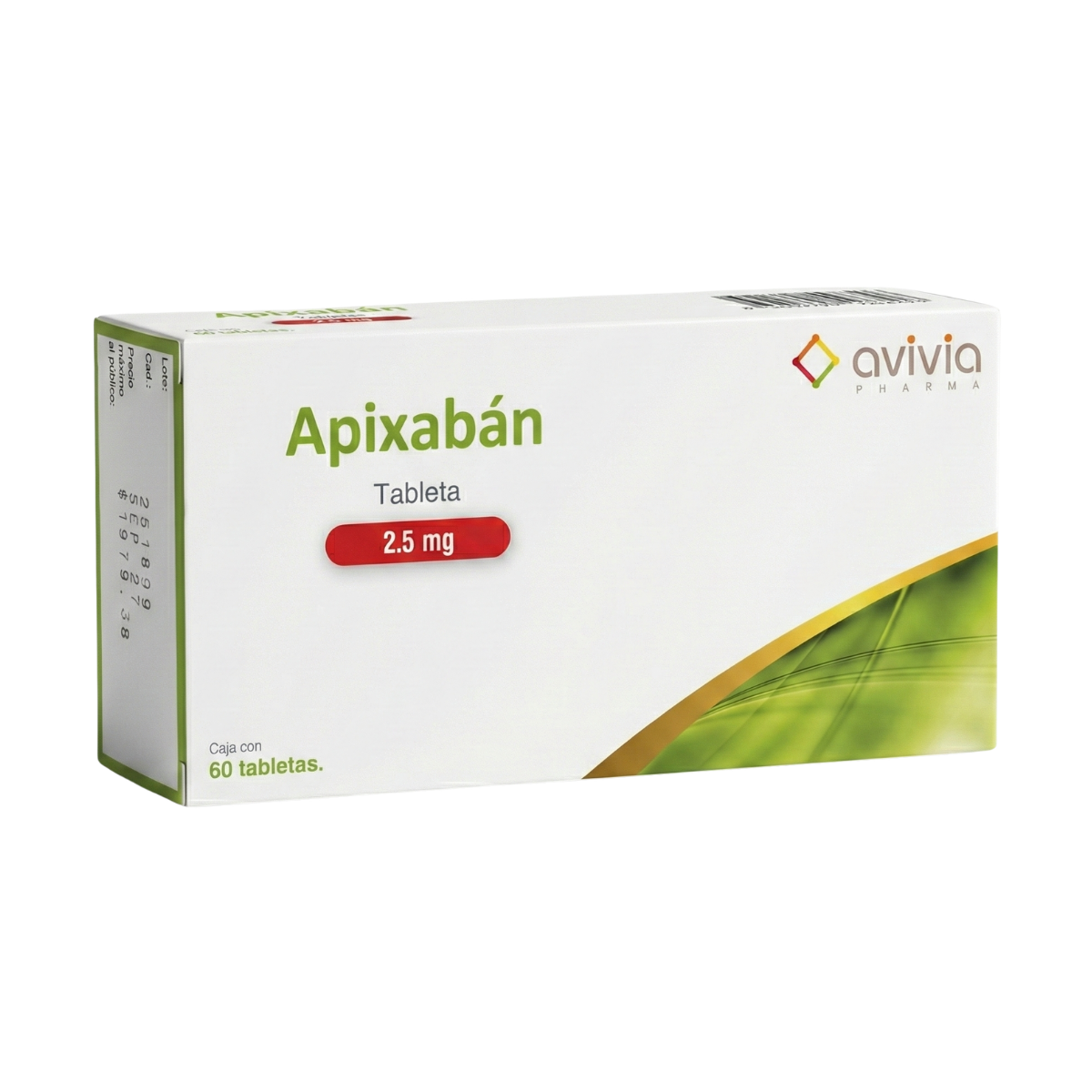 Apixabán 2.5 Mg Caja con 60 Tabletas Genérico de Elicuis Avivia