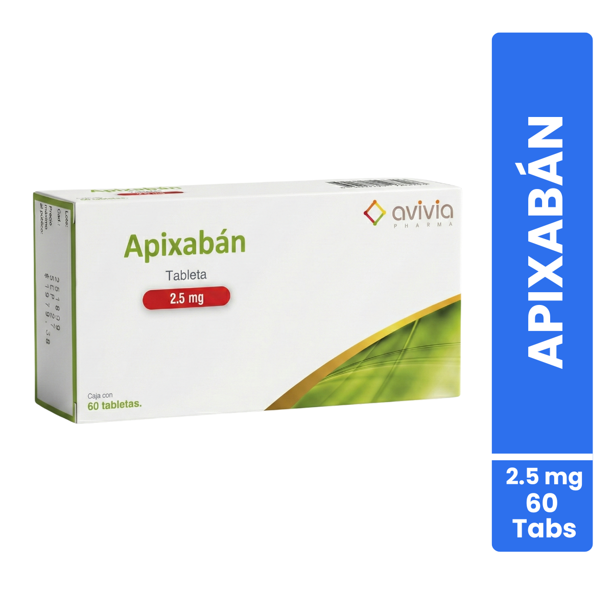 Apixabán 2.5 Mg 2 Cajas con 60 Tabletas C/u Genérico de Elicuis Avivia