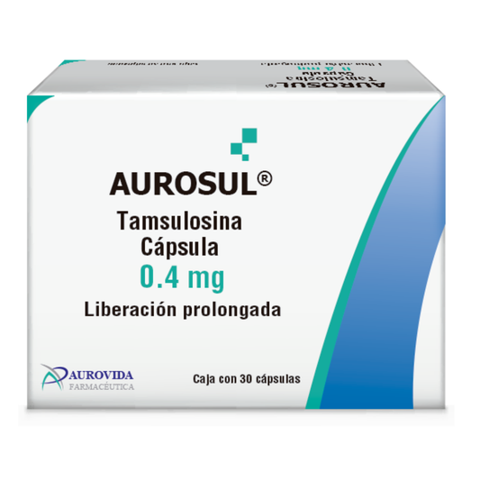 Aurosul Tamsulosina 0.4 mg Cápsulas de Liberación Prolongada Caja con 30