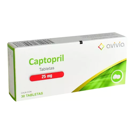 Avivia Captopril 25 mg Caja con 30 Tabletas