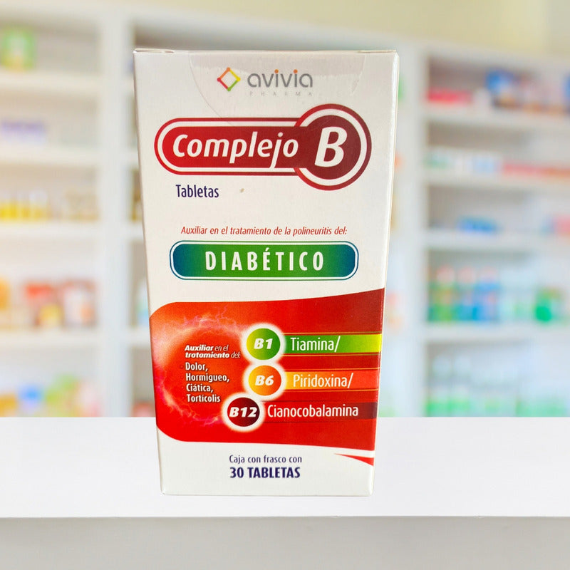 Avivia Complejo B Diabético 4 Frascos De 30 Tabs Cada Un0 Sin Sabor
