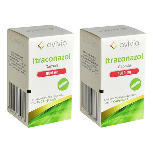 Itraconazol 100 Mg 2 Cajas 15 Cápsulas C/u Avivia Pharma