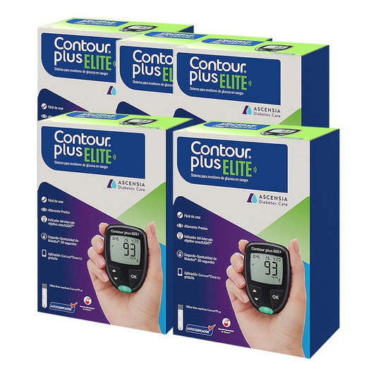 Glucómetro Contour Plus Elite Bluetooth Paquete Con 5 Piezas