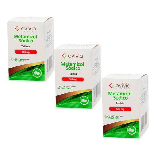 Metamizol Sódico 500 Mg 3 Frascos Con 10 Tabletas C/u Avivia