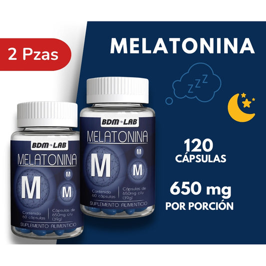 Melatonina Bdm Lab  Pack Con 120 Cápsulas 650mg Dormir Mejor Sin Sabor