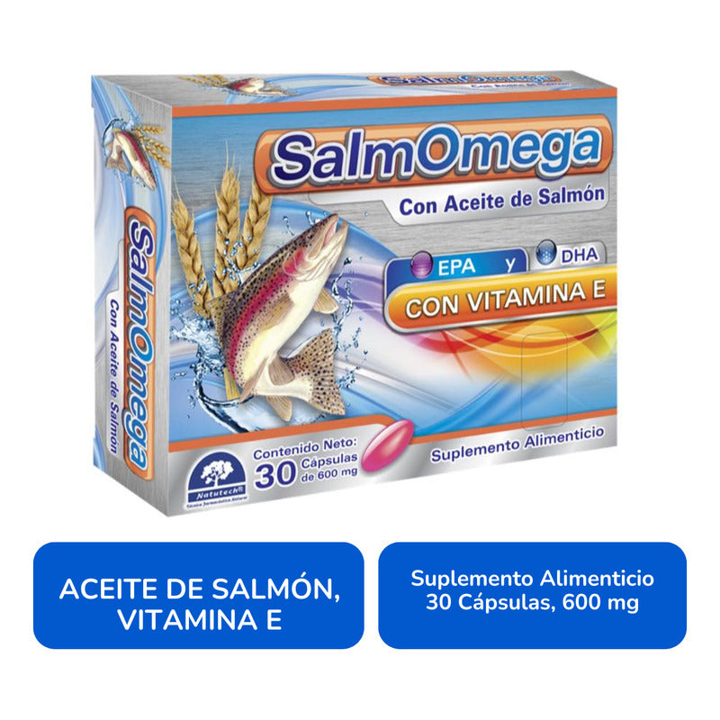 Salmomega Caja Con 30 Cápsulas De 600 Mg Natutech Sin Sabor