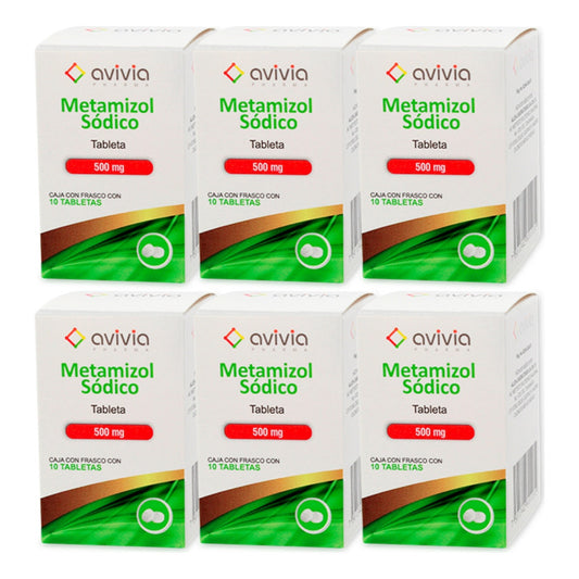 Metamizol Sódico 500 Mg 6 Frascos Con 10 Tabletas C/u Avivia