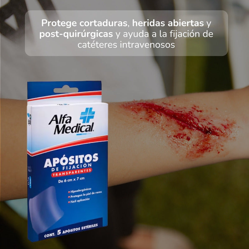 Alfa Medical Apósitos De Fijación Transparente 3 Caj. 5 Pzas