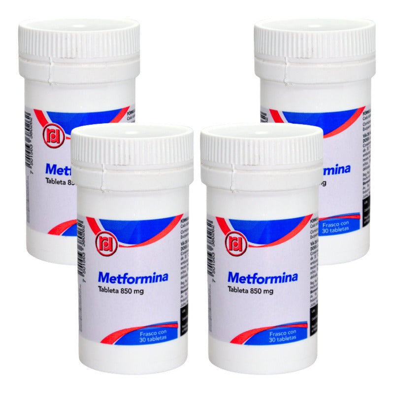 Metformina 850 Mg 4 Frascos 30 Tabletas C/u Randall