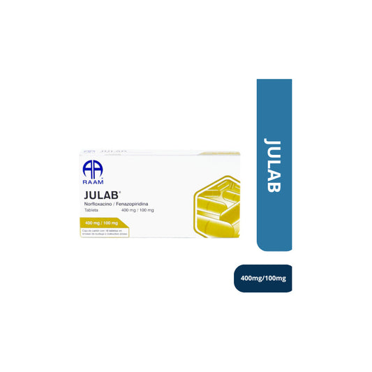 Julab Norfloxacino Fenazopiridina 400mg/100mg , 16 Tab-raam