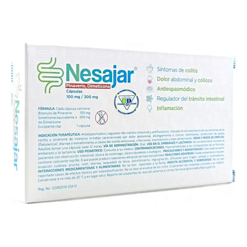 Nesajar Pinaverio / Dimeticona 100/300 Mg  16 Caps Gelpharma